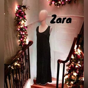 ZARA NWT LONG BLACK SHEER DRESS SMALL BEACH SUMMER COVER UP PARTY